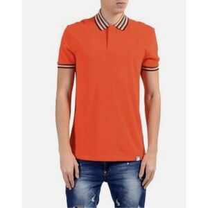 Versace Collection Orange Short Sleeve Polo Shirt Collared Size Large